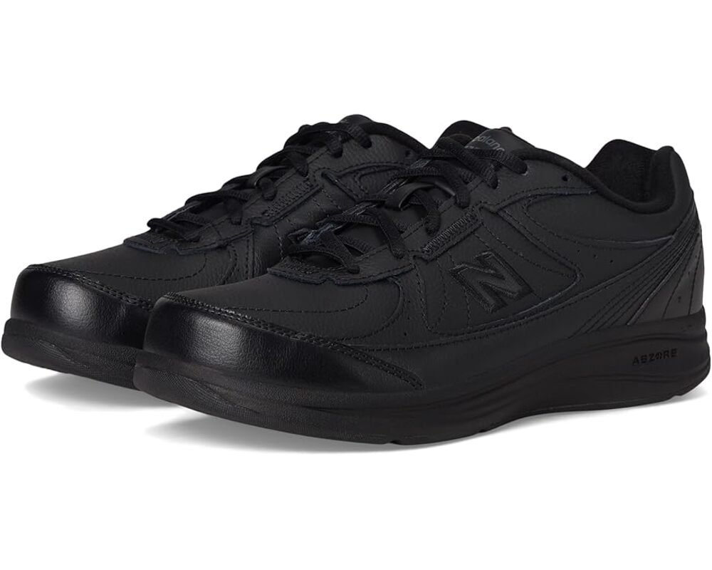 New Balance Womens 577 Walking Shoes Size 9 Wide Black Leather Athletic NIB